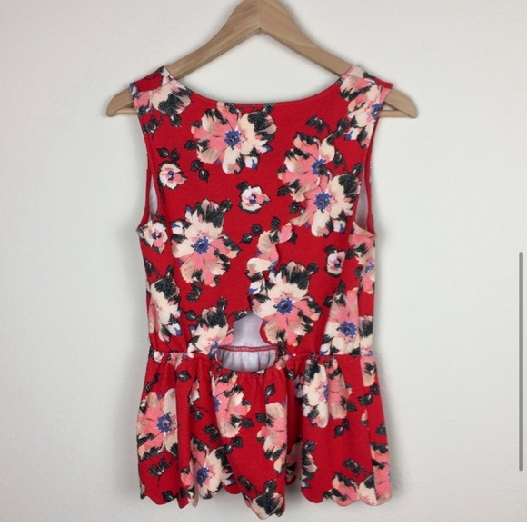 Anthro Post Mate Floral Red Tank Top - Picture 2 of 3